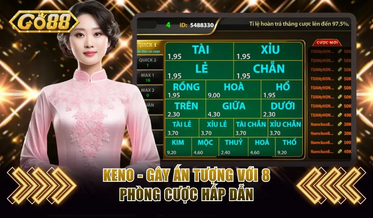 Siêu Phẩm Lô Đề Go88 - 1 Ăn 99, Trả Thưởng Cực Nhanh 4 Keno là một trong những game lô đề Go88 đặc sắc nhất
